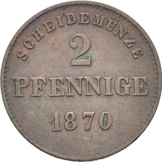 Реверс монеты - 2 пфеннига 1870 года - цена  монеты - Саксен-Мейнинген, Георг II