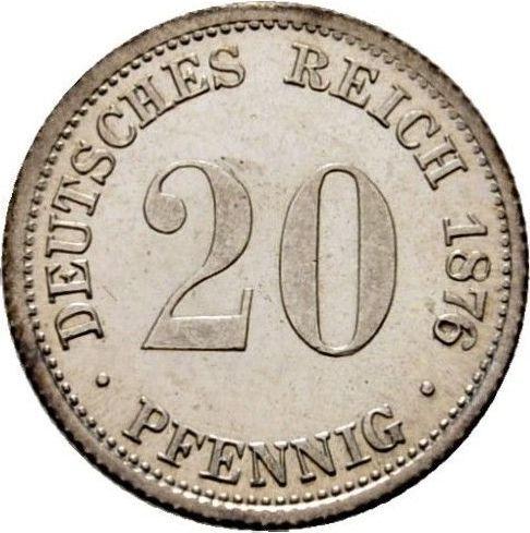 Аверс монеты - 20 пфеннигов 1876 года D "Тип 1873-1877" - цена серебряной монеты - Германия, Германская Империя