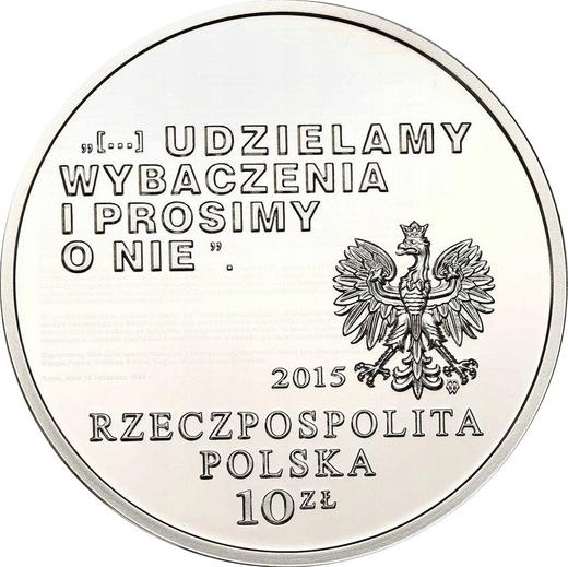 Аверс монеты - 10 злотых 2015 года MW "50 лет посланию Польских епископов Немецким" - цена серебряной монеты - Польша, III Республика после деноминации