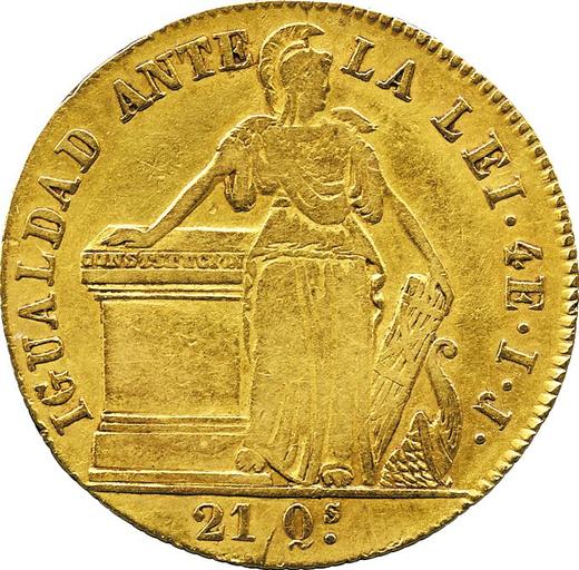 Revers 4 Escudos 1841 So IJ - Goldmünze Wert - Chile, Republik
