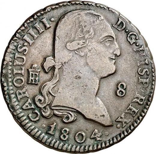 Anverso 8 maravedíes 1804 - valor de la moneda  - España, Carlos IV