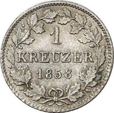 Reverso 1 Kreuzer 1858 - valor de la moneda de plata - Hesse-Darmstadt, Luis III