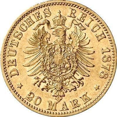 Reverso 20 marcos 1878 C "Prusia" - valor de la moneda de oro - Alemania, Imperio alemán