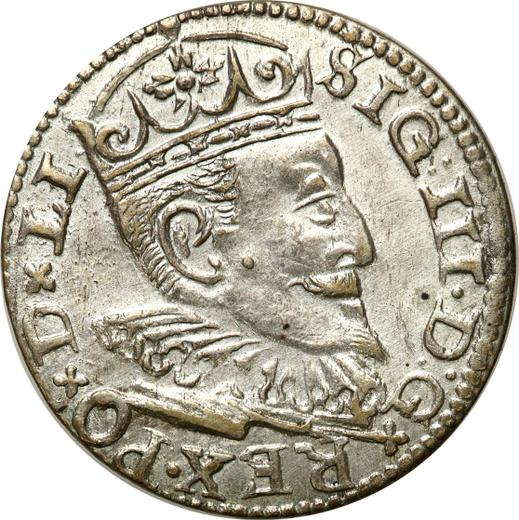 Аверс монеты - Трояк (3 гроша) 1596 года "Рига" - цена серебряной монеты - Польша, Сигизмунд III Ваза