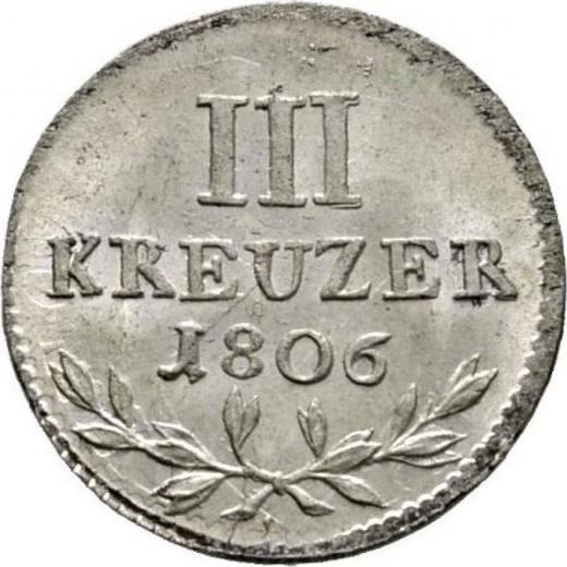 Rewers monety - 3 krajcary 1806 - cena srebrnej monety - Badenia, Karol Fryderyk