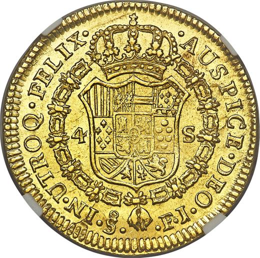 Revers 4 Escudos 1804 So FJ - Goldmünze Wert - Chile, Karl IV