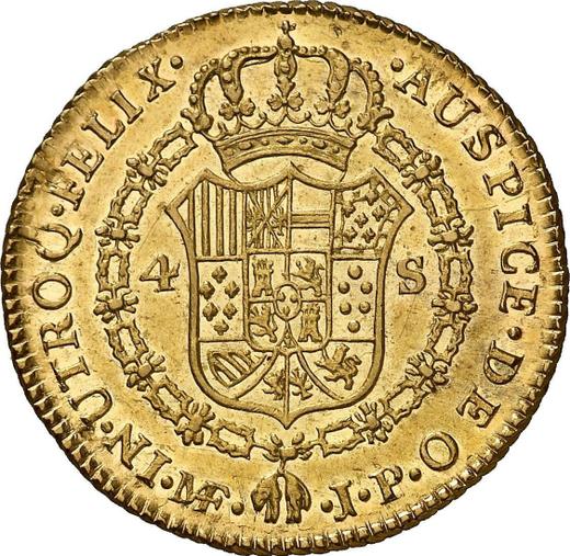 Rewers monety - 4 escudo 1810 JP - cena złotej monety - Peru, Ferdynand VII