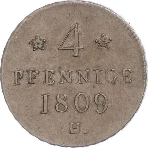 Реверс монеты - 4 пфеннига 1809 года H - цена  монеты - Саксония-Альбертина, Фридрих Август I