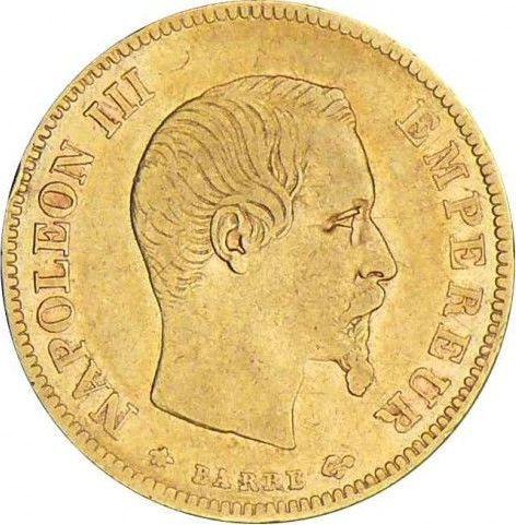 Аверс монеты - 10 франков 1855 года BB "Тип 1855-1860" Страсбург - цена золотой монеты - Франция, Наполеон III