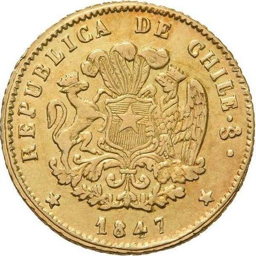 Аверс монеты - 1 эскудо 1847 года So IJ - цена золотой монеты - Чили, Республика