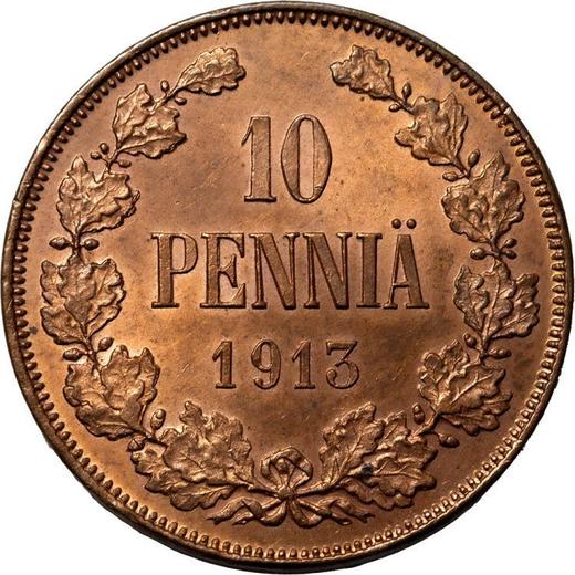 Реверс монеты - 10 пенни 1913 года - цена  монеты - Финляндия, Великое княжество