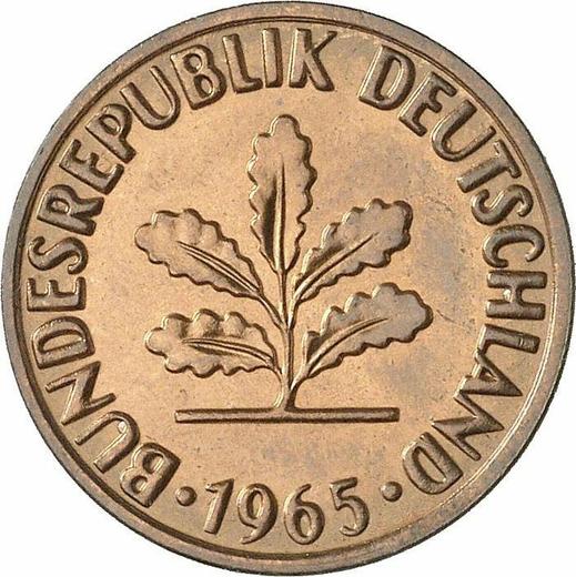 Реверс монеты - 2 пфеннига 1965 года J - цена  монеты - Германия, ФРГ