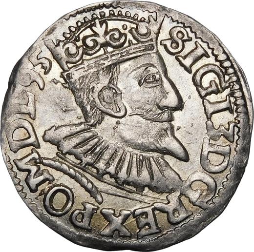 Аверс монеты - Трояк (3 гроша) 1595 года IF "Всховский монетный двор" - цена серебряной монеты - Польша, Сигизмунд III Ваза