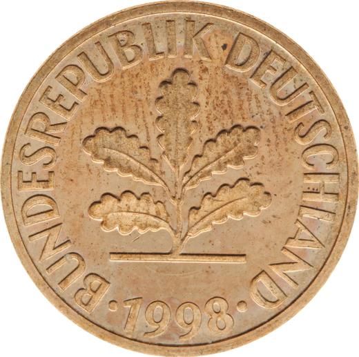Reverso 2 Pfennige 1998 J - valor de la moneda  - Alemania, RFA