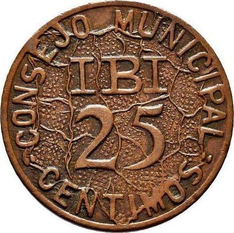 Реверс монеты - 25 сентимо 1937 года "Иби" Карта на реверсе - цена  монеты - Испания, II Республика