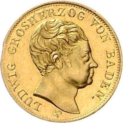 Аверс монеты - 5 гульденов 1819 года PH - цена золотой монеты - Баден, Людвиг I