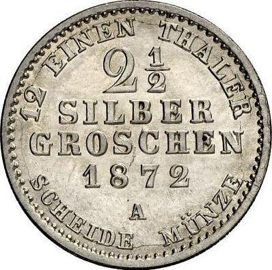 Реверс монеты - 2 1/2 серебряных гроша 1872 года A - цена серебряной монеты - Пруссия, Вильгельм I