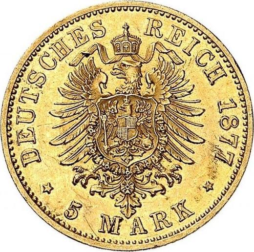 Reverso 5 marcos 1877 A "Prusia" - valor de la moneda de oro - Alemania, Imperio alemán