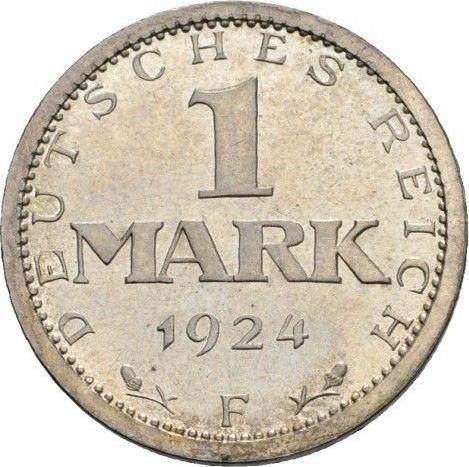 Реверс монеты - 1 марка 1924 года F "Тип 1924-1925" - цена серебряной монеты - Германия, Bеймарская республика