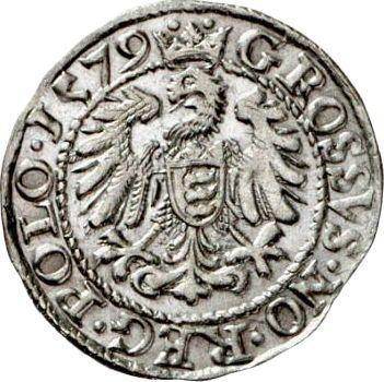 Rewers monety - 1 grosz 1579 - cena srebrnej monety - Polska, Stefan Batory
