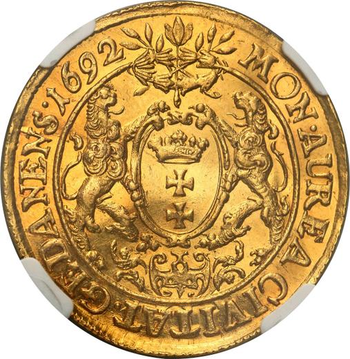 Rewers monety - Dwudukat 1692 "Gdańsk" - cena złotej monety - Polska, Jan III Sobieski