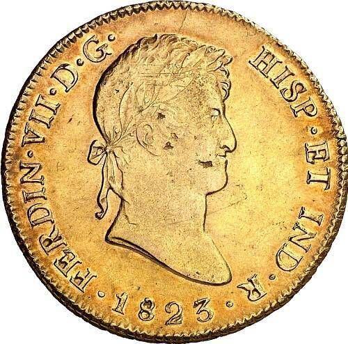 Awers monety - 8 escudo 1823 PTS PJ - cena złotej monety - Boliwia, Ferdynand VII