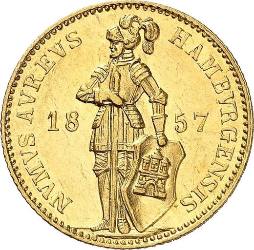 Аверс монеты - Дукат 1857 года - цена  монеты - Гамбург, Вольный город