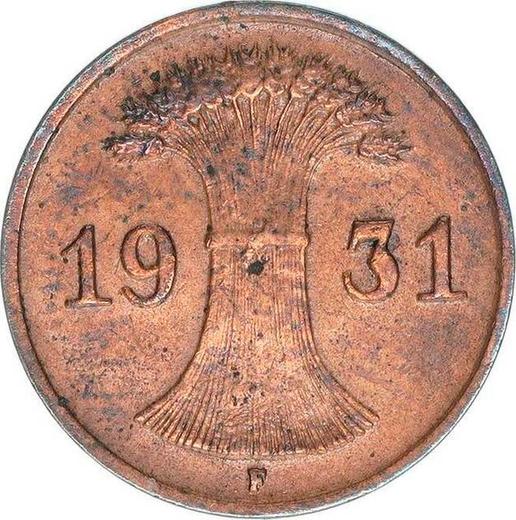 Реверс монеты - 1 рейхспфенниг 1931 года F - цена  монеты - Германия, Bеймарская республика
