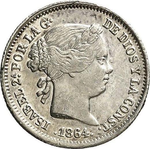 Аверс монеты - 1 реал 1864 года Шестиконечные звёзды - цена серебряной монеты - Испания, Изабелла II