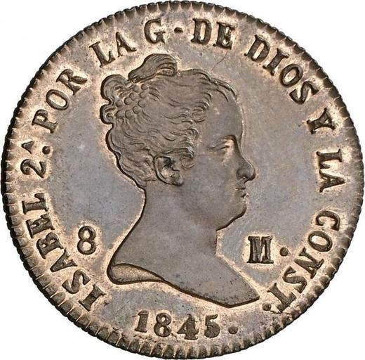 Аверс монеты - 8 мараведи 1845 года "Номинал на аверсе" - цена  монеты - Испания, Изабелла II