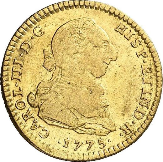 Anverso 2 escudos 1775 MJ - valor de la moneda de oro - Perú, Carlos III