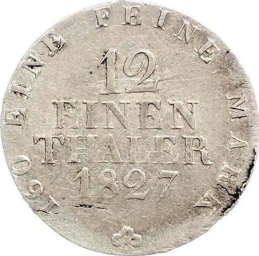 Rewers monety - 1/12 Thaler 1827 S - cena srebrnej monety - Saksonia-Albertyna, Fryderyk August I