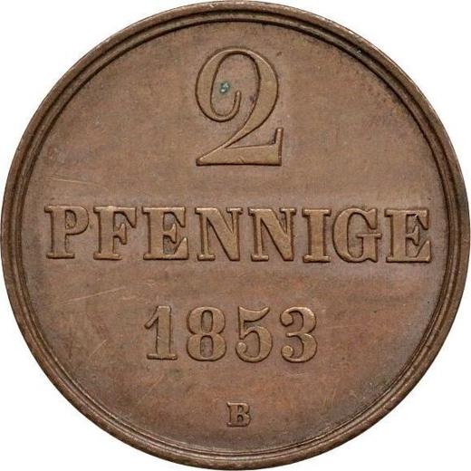 Реверс монеты - 2 пфеннига 1853 года B - цена  монеты - Ганновер, Георг V