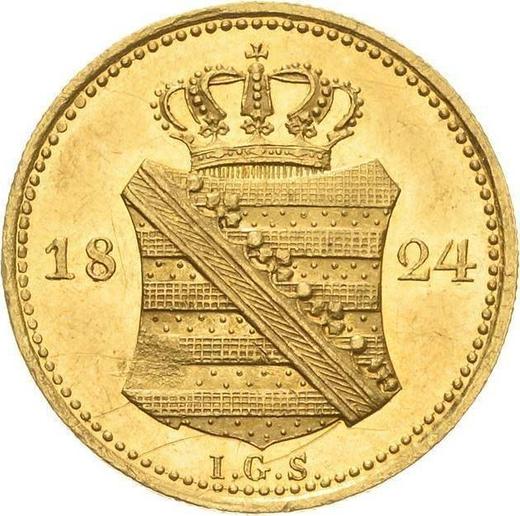 Rewers monety - Dukat 1824 I.G.S. - cena złotej monety - Saksonia-Albertyna, Fryderyk August I