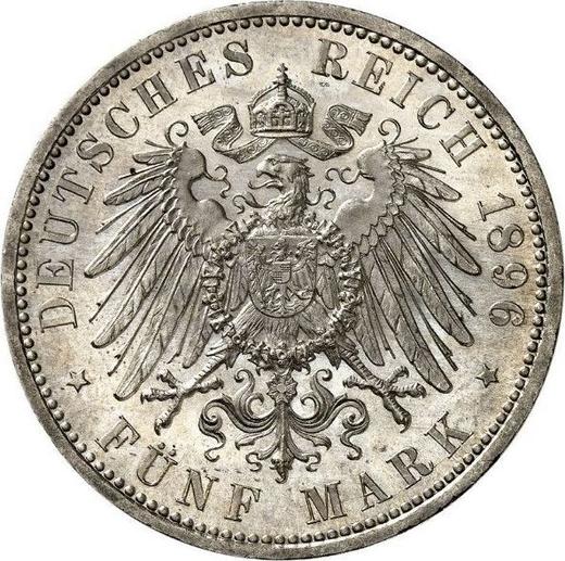 Реверс монеты - 5 марок 1896 года A "Пруссия" - цена серебряной монеты - Германия, Германская Империя
