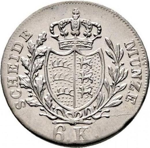 Реверс монеты - 6 крейцеров 1832 года - цена серебряной монеты - Вюртемберг, Вильгельм I