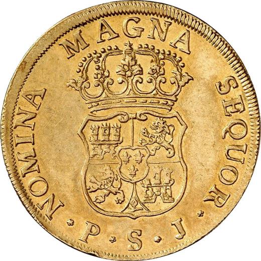 Revers 4 Escudos 1747 S PJ - Goldmünze Wert - Spanien, Ferdinand VI