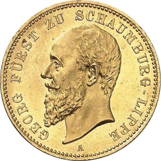 Аверс монеты - 20 марок 1898 года A "Шаумбург-Липпе" - цена золотой монеты - Германия, Германская Империя