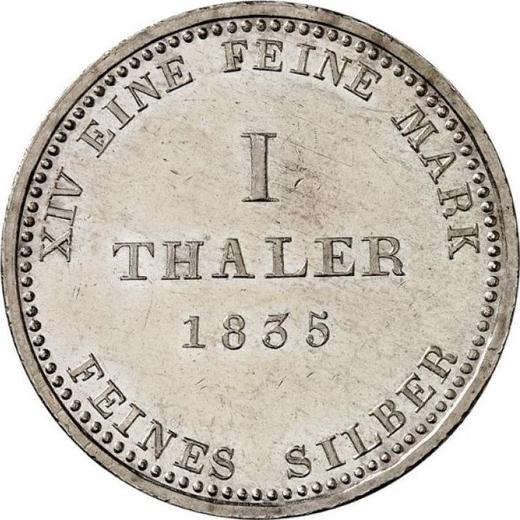 Revers Taler 1835 A "Typ 1834-1835" - Silbermünze Wert - Hannover, Wilhelm IV