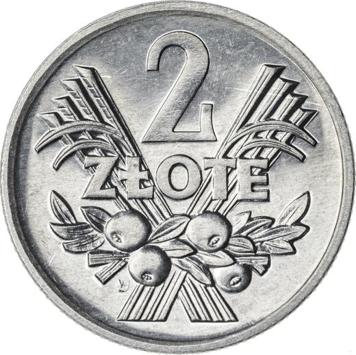 Reverso 2 eslotis 1971 MW "Espigas y frutas" - valor de la moneda  - Polonia, República Popular