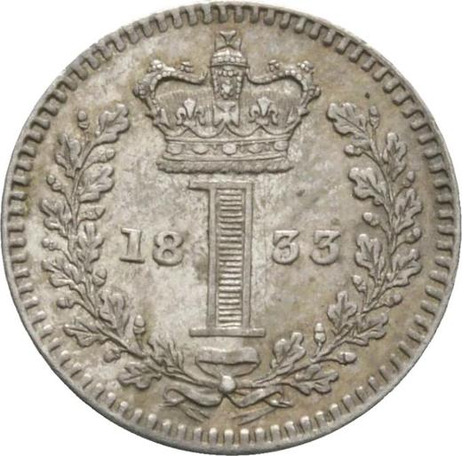 Reverso Penique 1833 "Maundy" - valor de la moneda de plata - Gran Bretaña, Guillermo IV