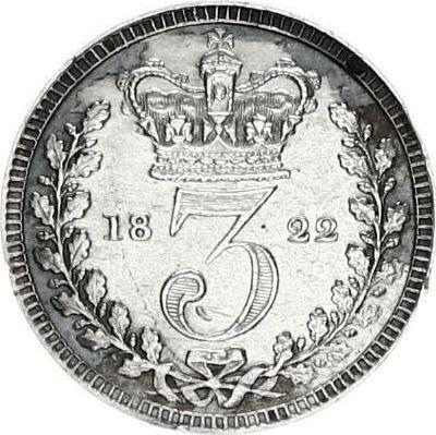 Reverso 3 peniques 1822 - valor de la moneda de plata - Gran Bretaña, Jorge IV