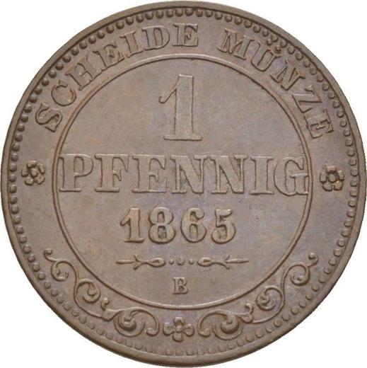 Реверс монеты - 1 пфенниг 1865 года B - цена  монеты - Саксония-Альбертина, Иоганн