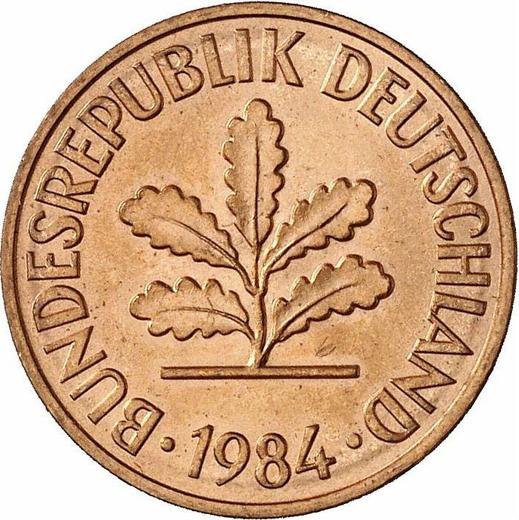 Реверс монеты - 2 пфеннига 1984 года D - цена  монеты - Германия, ФРГ