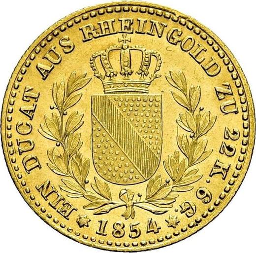 Rewers monety - Dukat 1854 B - cena złotej monety - Badenia, Fryderyk I