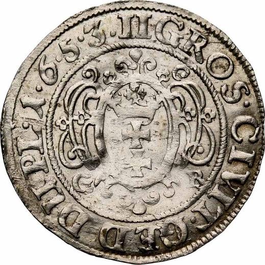 Rewers monety - Dwugrosz 1653 GR "Gdańsk" - cena srebrnej monety - Polska, Jan II Kazimierz