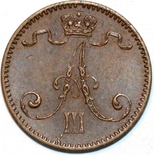Аверс монеты - 1 пенни 1891 года - цена  монеты - Финляндия, Великое княжество