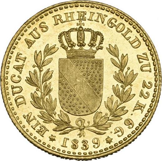 Reverso Ducado 1839 - valor de la moneda de oro - Baden, Leopoldo I de Baden
