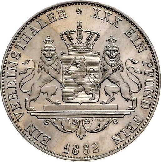 Reverso Tálero 1862 - valor de la moneda de plata - Hesse-Darmstadt, Luis III