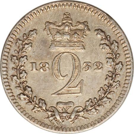 Реверс монеты - 2 пенса 1832 года "Монди" - цена серебряной монеты - Великобритания, Вильгельм IV